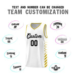 Custom White Old Gold Side Diamond Shapes Stripes Basketball Jersey | BuyFootballJersey