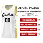Custom White Old Gold Side Diamond Shapes Stripes Basketball Jersey | BuyFootballJersey