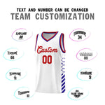 Custom White Royal Blue Red Side Diamond Shapes Stripes Basketball Jersey | BuyFootballJersey