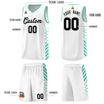 Custom White Bright Green Side Diamond Shapes Stripes Basketball Jersey | BuyFootballJersey