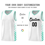 Custom White Bright Green Side Diamond Shapes Stripes Basketball Jersey | BuyFootballJersey