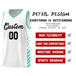 Custom White Bright Green Side Diamond Shapes Stripes Basketball Jersey | BuyFootballJersey