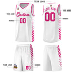 Custom White Rose Red Side Diamond Shapes Stripes Basketball Jersey | BuyFootballJersey