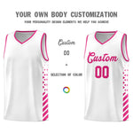 Custom White Rose Red Side Diamond Shapes Stripes Basketball Jersey | BuyFootballJersey