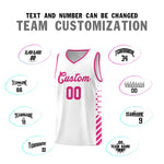 Custom White Rose Red Side Diamond Shapes Stripes Basketball Jersey | BuyFootballJersey