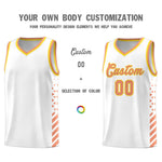 Custom White Light Orange Gold Side Diamond Shapes Stripes Basketball Jersey | BuyFootballJersey