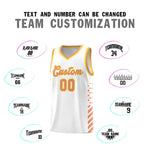 Custom White Light Orange Gold Side Diamond Shapes Stripes Basketball Jersey | BuyFootballJersey