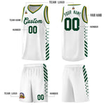 Custom White Hunter Green Old Gold Side Diamond Shapes Stripes Basketball Jersey | BuyFootballJersey