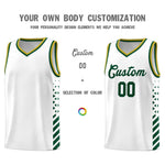 Custom White Hunter Green Old Gold Side Diamond Shapes Stripes Basketball Jersey | BuyFootballJersey