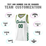Custom White Hunter Green Old Gold Side Diamond Shapes Stripes Basketball Jersey | BuyFootballJersey