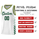 Custom White Hunter Green Old Gold Side Diamond Shapes Stripes Basketball Jersey | BuyFootballJersey