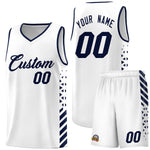 Custom White Navy Side Diamond Shapes Stripes Basketball Jersey | BuyFootballJersey
