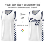 Custom White Navy Side Diamond Shapes Stripes Basketball Jersey | BuyFootballJersey