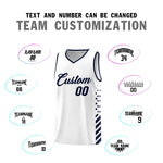 Custom White Navy Side Diamond Shapes Stripes Basketball Jersey | BuyFootballJersey