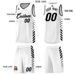 Custom White Black Side Diamond Shapes Stripes Basketball Jersey | BuyFootballJersey