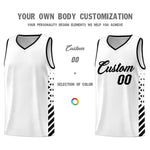 Custom White Black Side Diamond Shapes Stripes Basketball Jersey | BuyFootballJersey