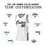 Custom White Black Side Diamond Shapes Stripes Basketball Jersey | BuyFootballJersey