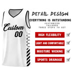 Custom White Black Side Diamond Shapes Stripes Basketball Jersey | BuyFootballJersey