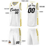 Custom White Old Gold Side Diamond Shapes Stripes Basketball Jersey | BuyFootballJersey