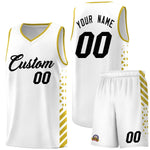 Custom White Old Gold Side Diamond Shapes Stripes Basketball Jersey | BuyFootballJersey