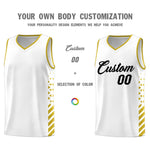 Custom White Old Gold Side Diamond Shapes Stripes Basketball Jersey | BuyFootballJersey