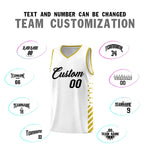 Custom White Old Gold Side Diamond Shapes Stripes Basketball Jersey | BuyFootballJersey