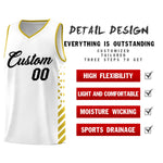 Custom White Old Gold Side Diamond Shapes Stripes Basketball Jersey | BuyFootballJersey