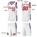Custom White Royal Blue Red Side Diamond Shapes Stripes Basketball Jersey | BuyFootballJersey