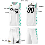 Custom White Bright Green Side Diamond Shapes Stripes Basketball Jersey | BuyFootballJersey