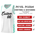 Custom White Bright Green Side Diamond Shapes Stripes Basketball Jersey | BuyFootballJersey