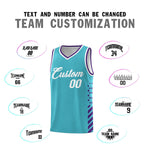 Custom Sky Blue Purple White Side Diamond Shapes Stripes Basketball Jersey | BuyFootballJersey