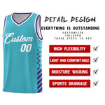 Custom Sky Blue Purple White Side Diamond Shapes Stripes Basketball Jersey | BuyFootballJersey