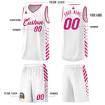 Custom White Rose Red Side Diamond Shapes Stripes Basketball Jersey | BuyFootballJersey