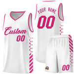 Custom White Rose Red Side Diamond Shapes Stripes Basketball Jersey | BuyFootballJersey