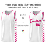 Custom White Rose Red Side Diamond Shapes Stripes Basketball Jersey | BuyFootballJersey