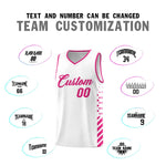 Custom White Rose Red Side Diamond Shapes Stripes Basketball Jersey | BuyFootballJersey