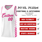 Custom White Rose Red Side Diamond Shapes Stripes Basketball Jersey | BuyFootballJersey