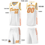 Custom White Light Orange Gold Side Diamond Shapes Stripes Basketball Jersey | BuyFootballJersey