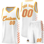 Custom White Light Orange Gold Side Diamond Shapes Stripes Basketball Jersey | BuyFootballJersey