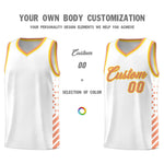 Custom White Light Orange Gold Side Diamond Shapes Stripes Basketball Jersey | BuyFootballJersey