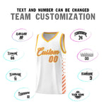 Custom White Light Orange Gold Side Diamond Shapes Stripes Basketball Jersey | BuyFootballJersey