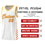 Custom White Light Orange Gold Side Diamond Shapes Stripes Basketball Jersey | BuyFootballJersey