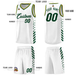 Custom White Hunter Green Old Gold Side Diamond Shapes Stripes Basketball Jersey | BuyFootballJersey