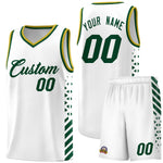 Custom White Hunter Green Old Gold Side Diamond Shapes Stripes Basketball Jersey | BuyFootballJersey