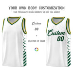 Custom White Hunter Green Old Gold Side Diamond Shapes Stripes Basketball Jersey | BuyFootballJersey