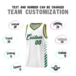 Custom White Hunter Green Old Gold Side Diamond Shapes Stripes Basketball Jersey | BuyFootballJersey