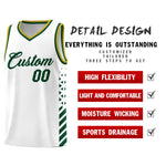 Custom White Hunter Green Old Gold Side Diamond Shapes Stripes Basketball Jersey | BuyFootballJersey