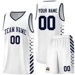 Custom White Navy Side Diamond Shapes Stripes Basketball Jersey | BuyFootballJersey