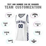 Custom White Navy Side Diamond Shapes Stripes Basketball Jersey | BuyFootballJersey