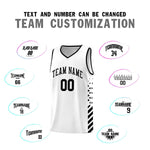 Custom White Black Side Diamond Shapes Stripes Basketball Jersey | BuyFootballJersey